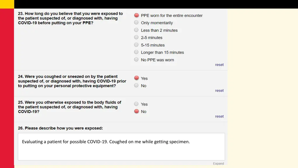 evaluating a patient for possible covid