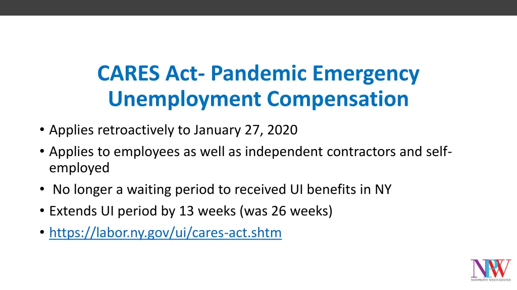 cares act pandemic emergency unemployment 1