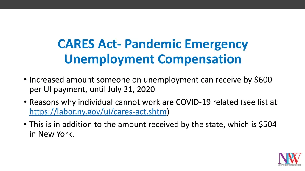 cares act pandemic emergency unemployment