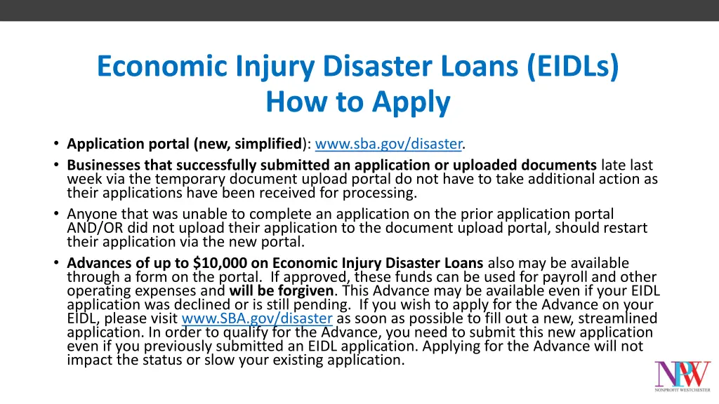 economic injury disaster loans eidls how to apply