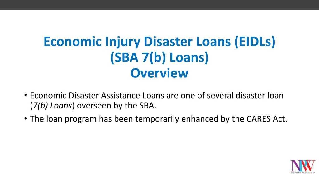 economic injury disaster loans eidls