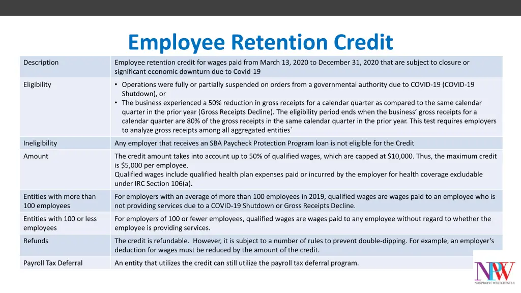 employee retention credit employee retention