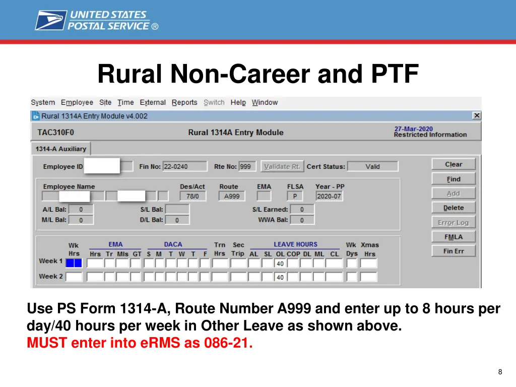 rural non career and ptf