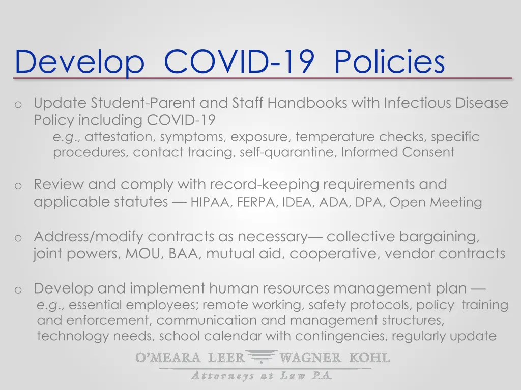 develop covid 19 policies 1