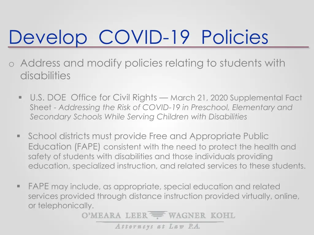 develop covid 19 policies 2