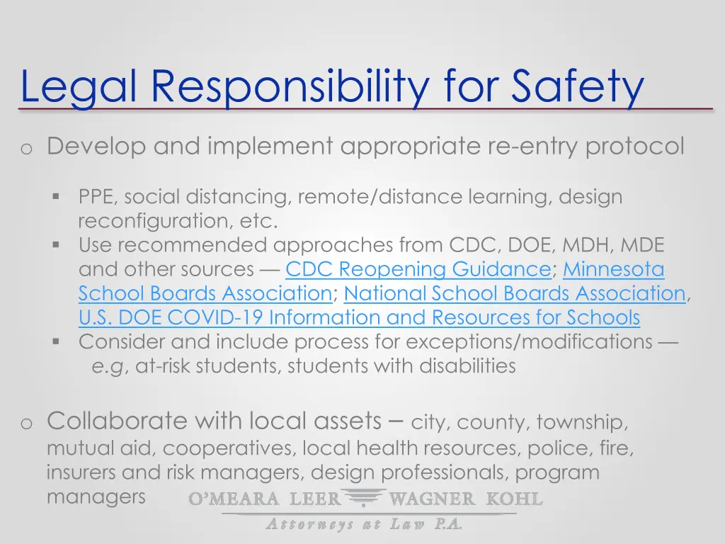 legal responsibility for safety 1