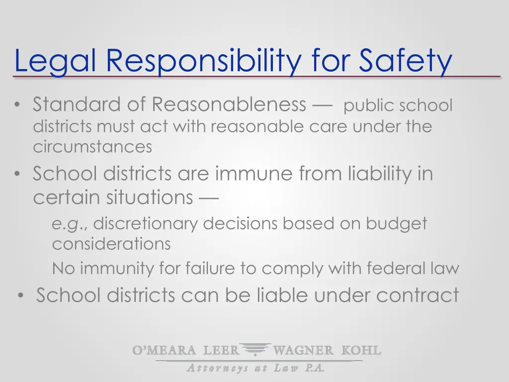 legal responsibility for safety