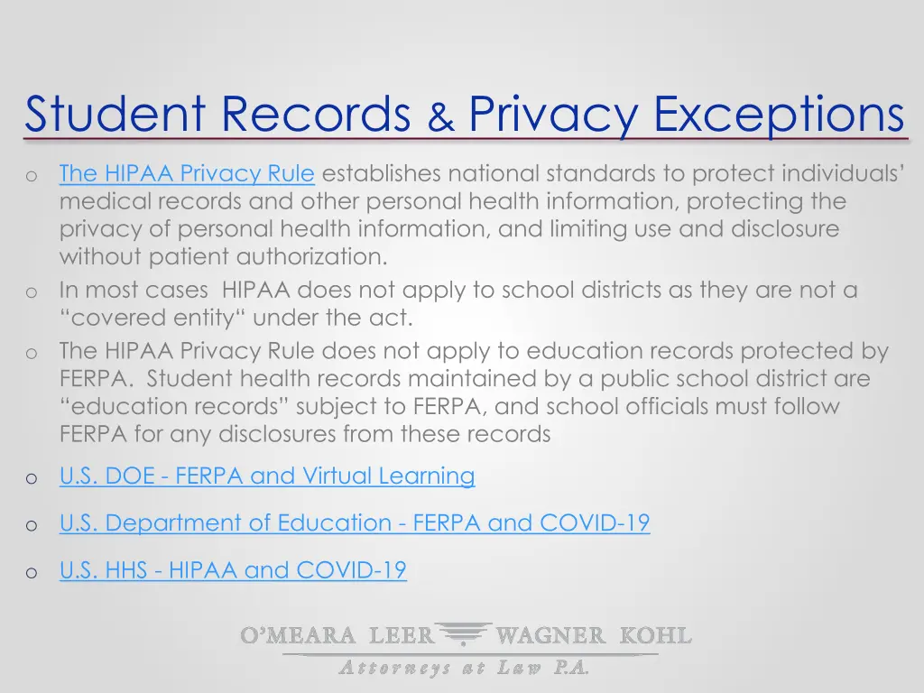 student records privacy exceptions 1