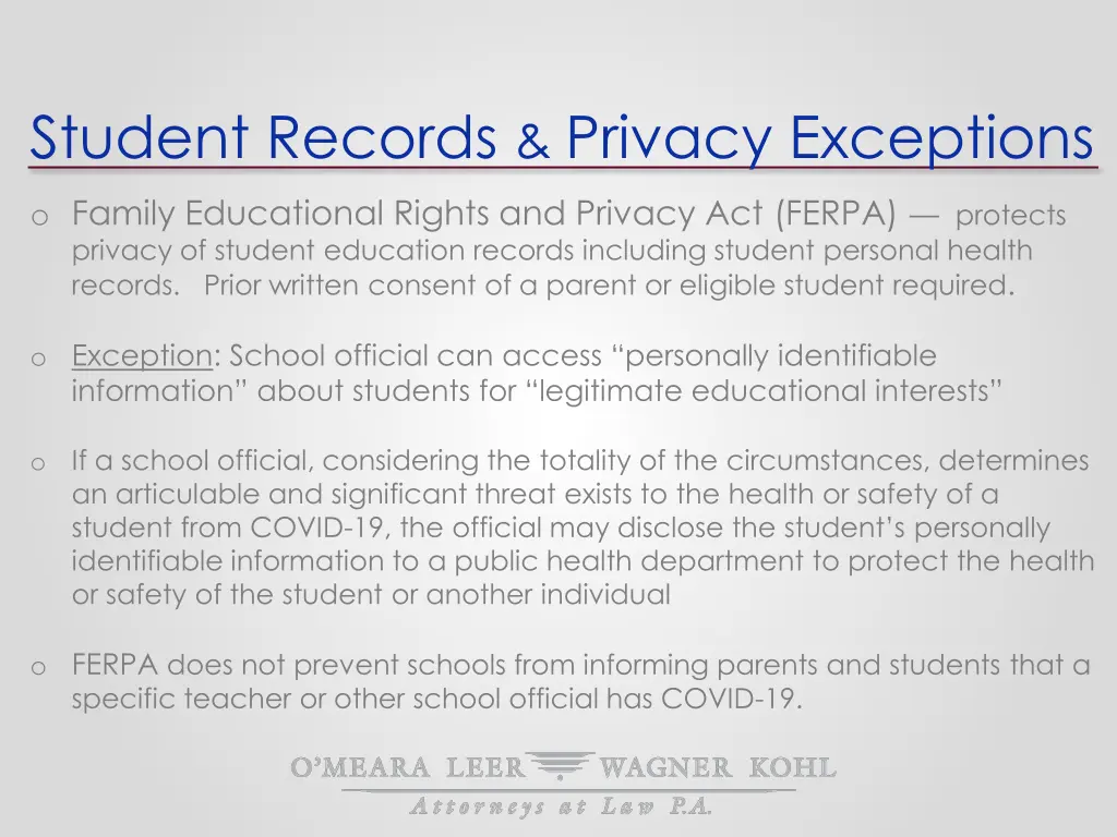 student records privacy exceptions