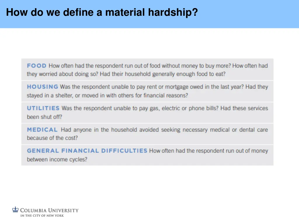 how do we define a material hardship