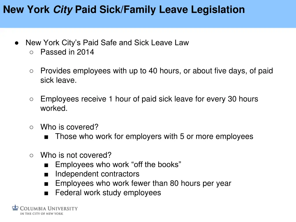 new york city paid sick family leave legislation