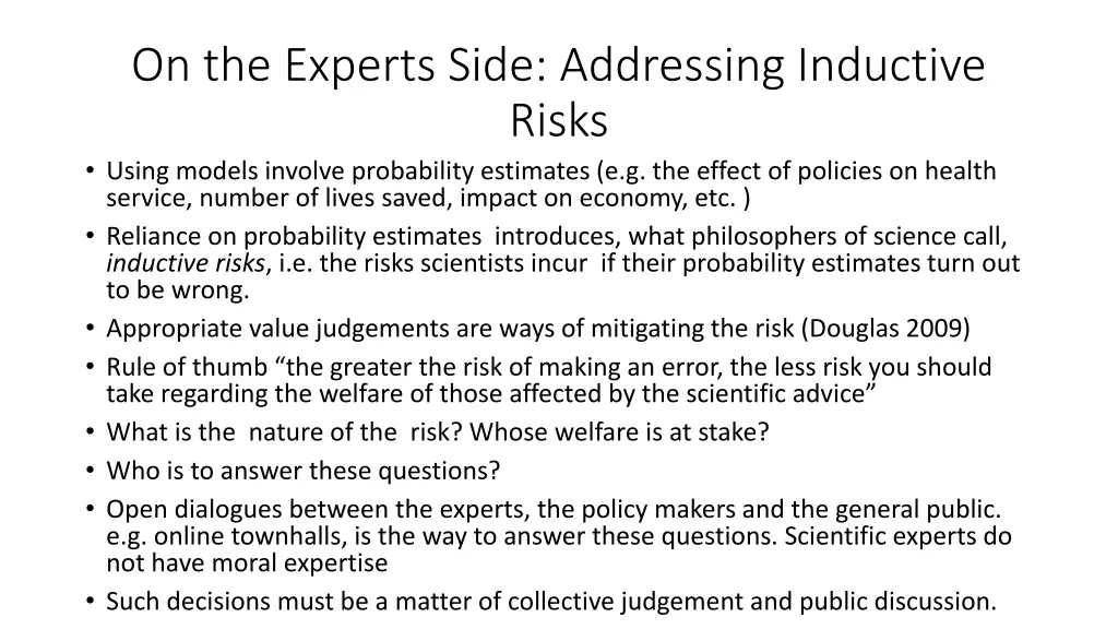 on the experts side addressing inductive risks