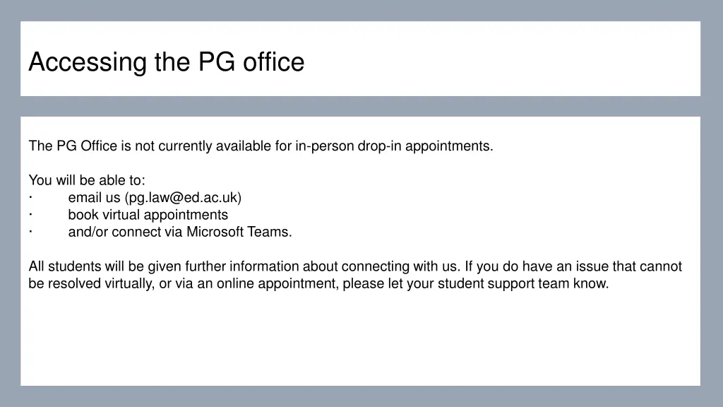 accessing the pg office