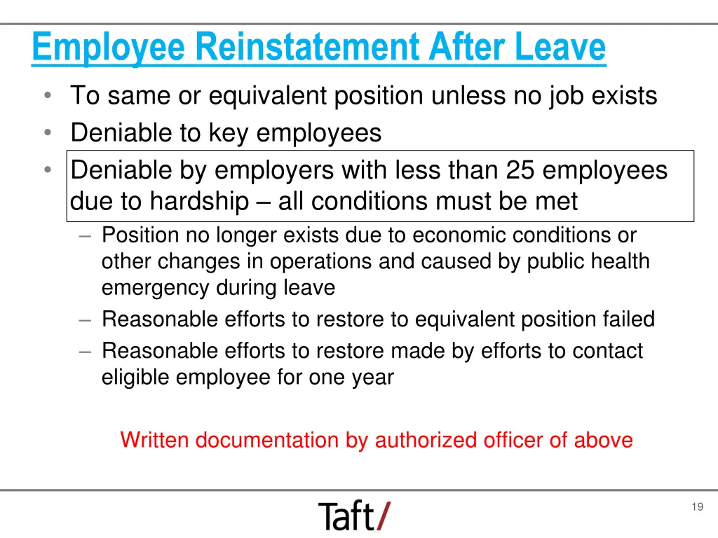 employee reinstatement after leave to same