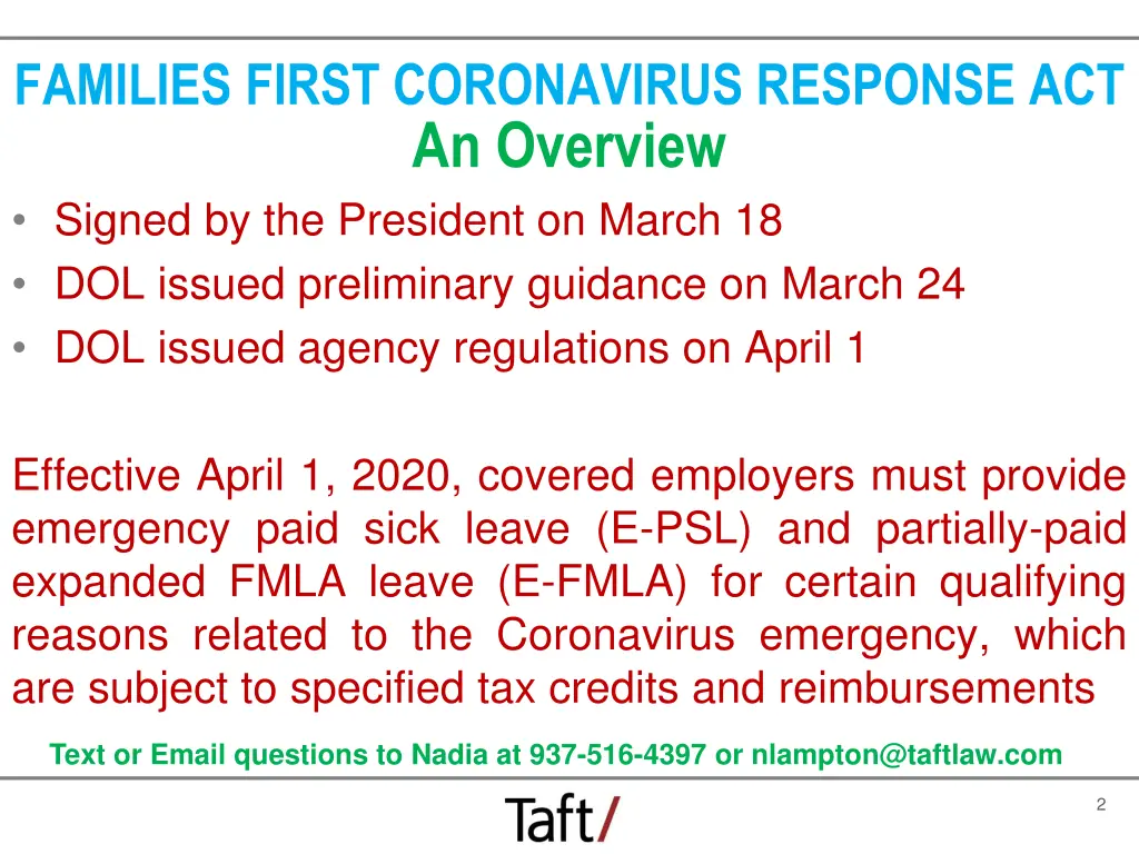 families first coronavirus response