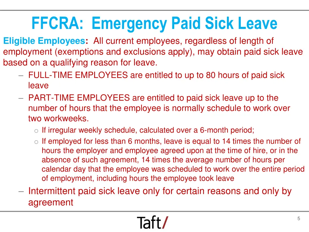 ffcra emergency paid sick leave eligible