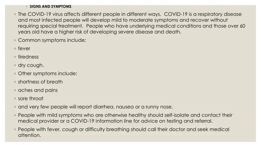 signs and symptoms the covid 19 virus affects