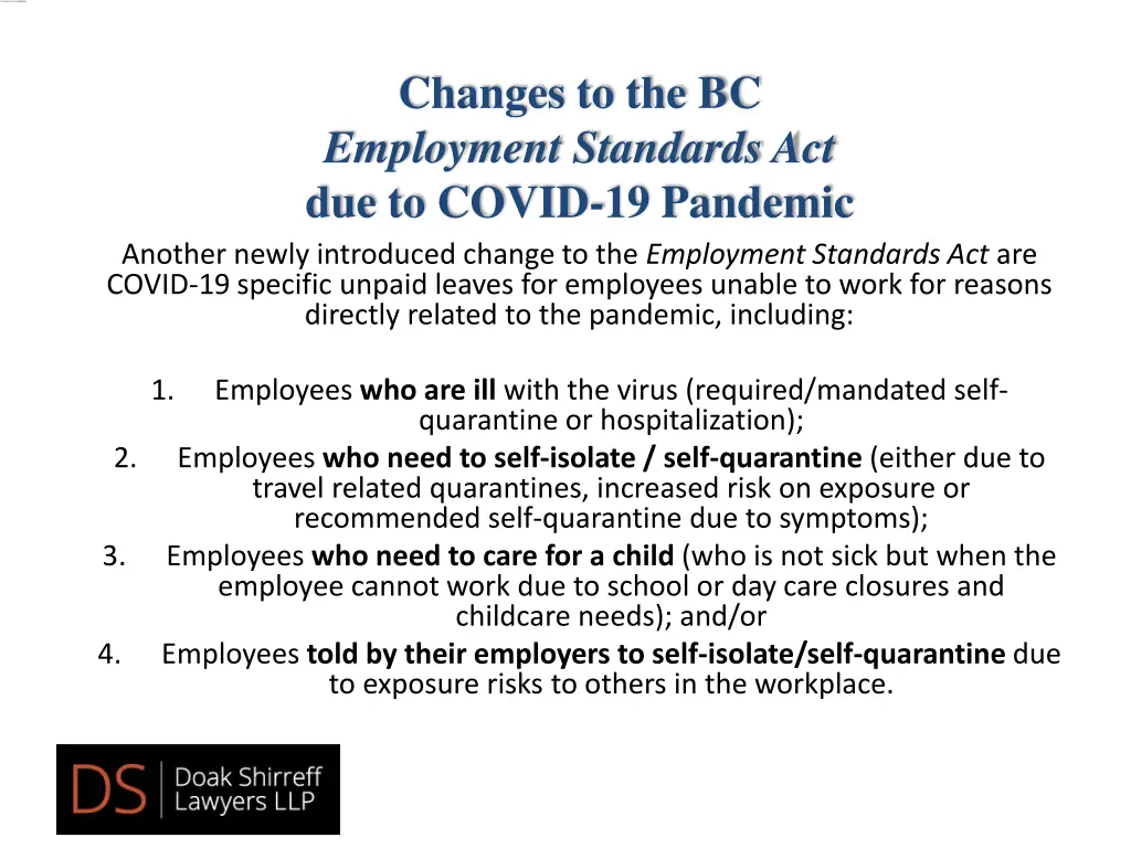 changes to the bc employment standards 3