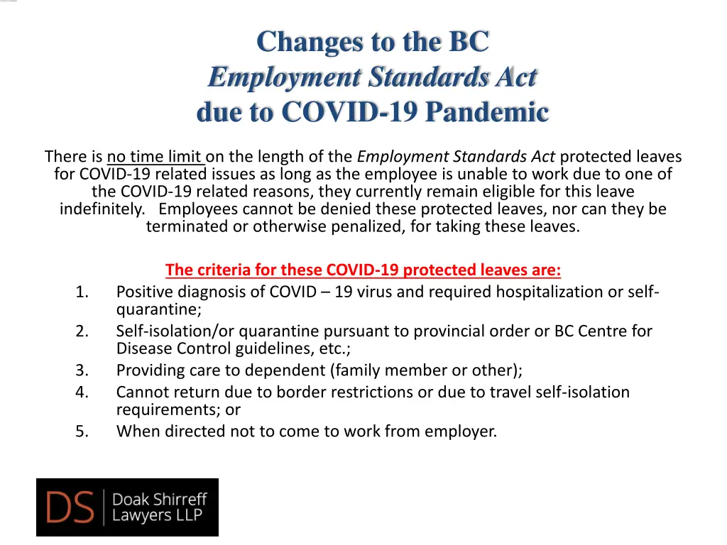 changes to the bc employment standards 4