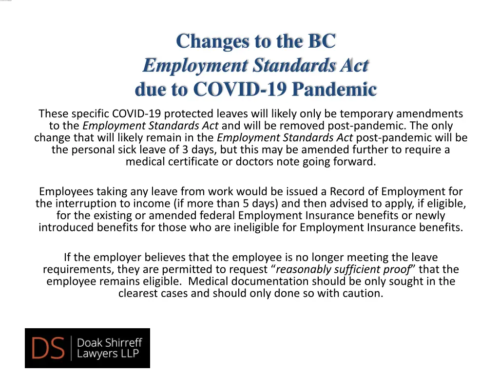 changes to the bc employment standards 5