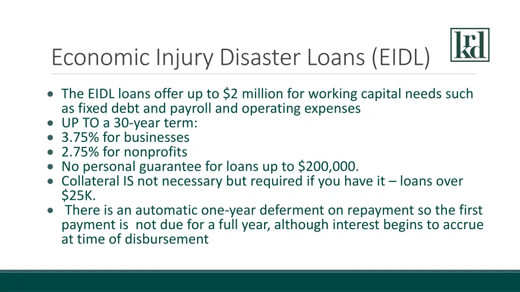 economic injury disaster loans eidl