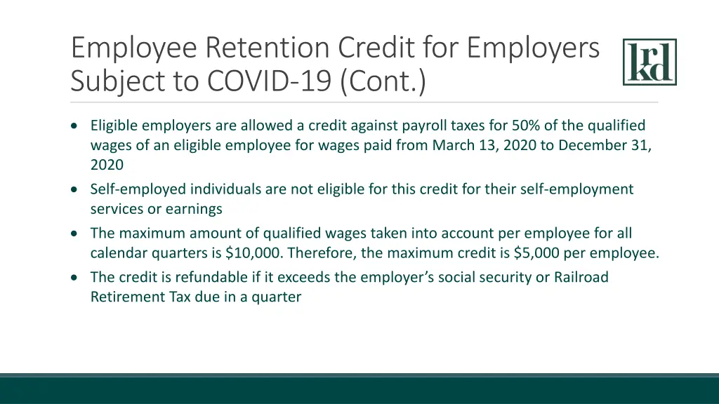 employee retention credit for employers subject