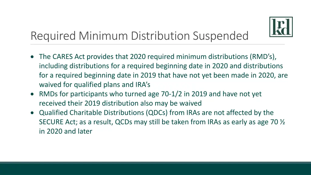 required minimum distribution suspended