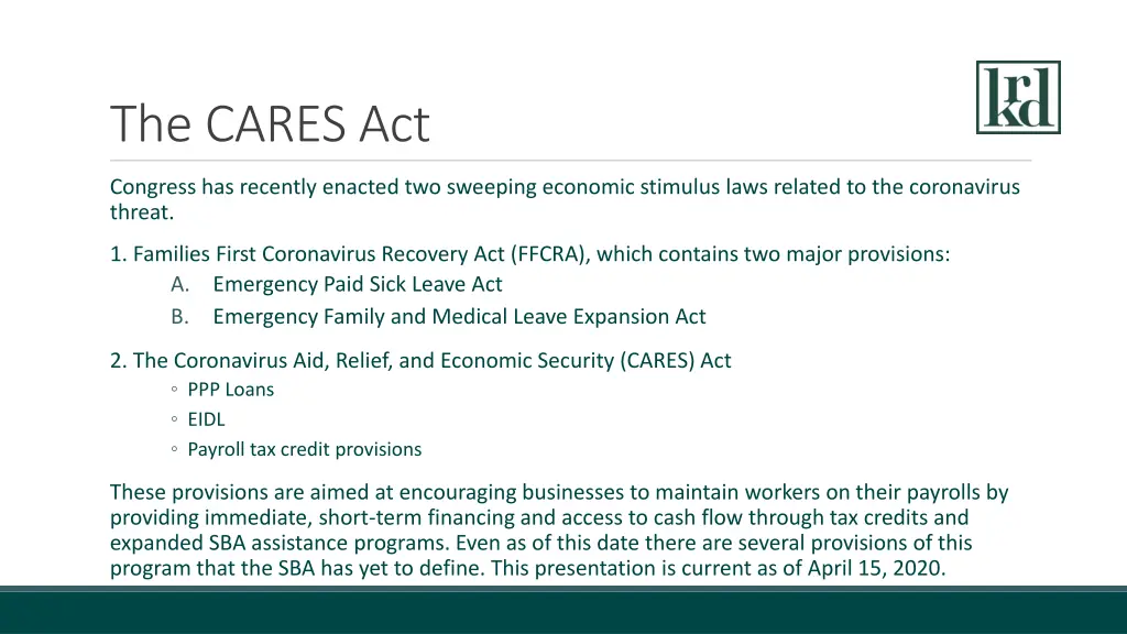 the cares act