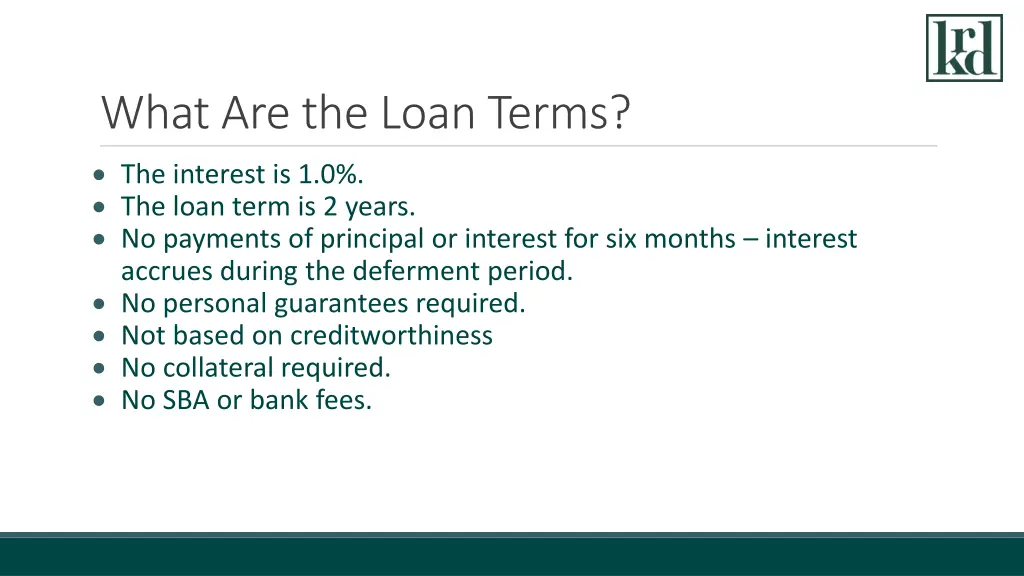 what are the loan terms the interest