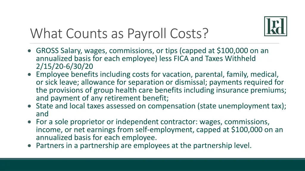 what counts as payroll costs gross salary wages