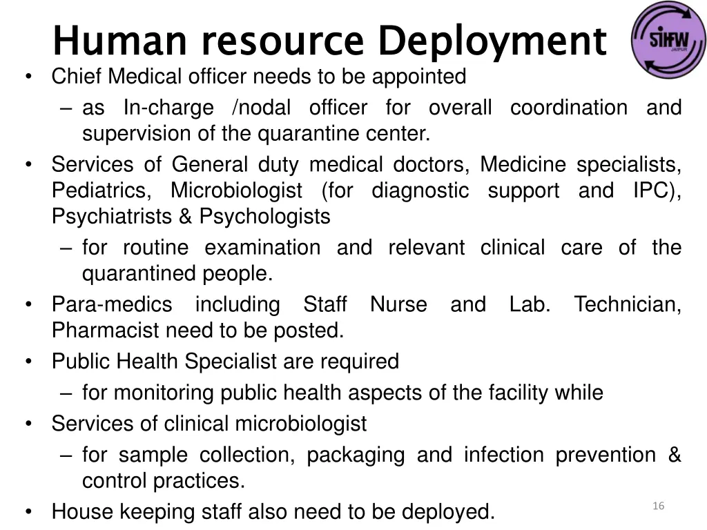 human resource deployment chief medical officer