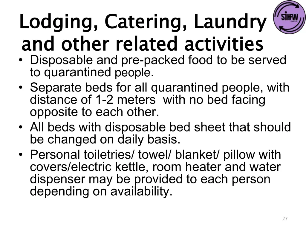 lodging catering laundry and other related