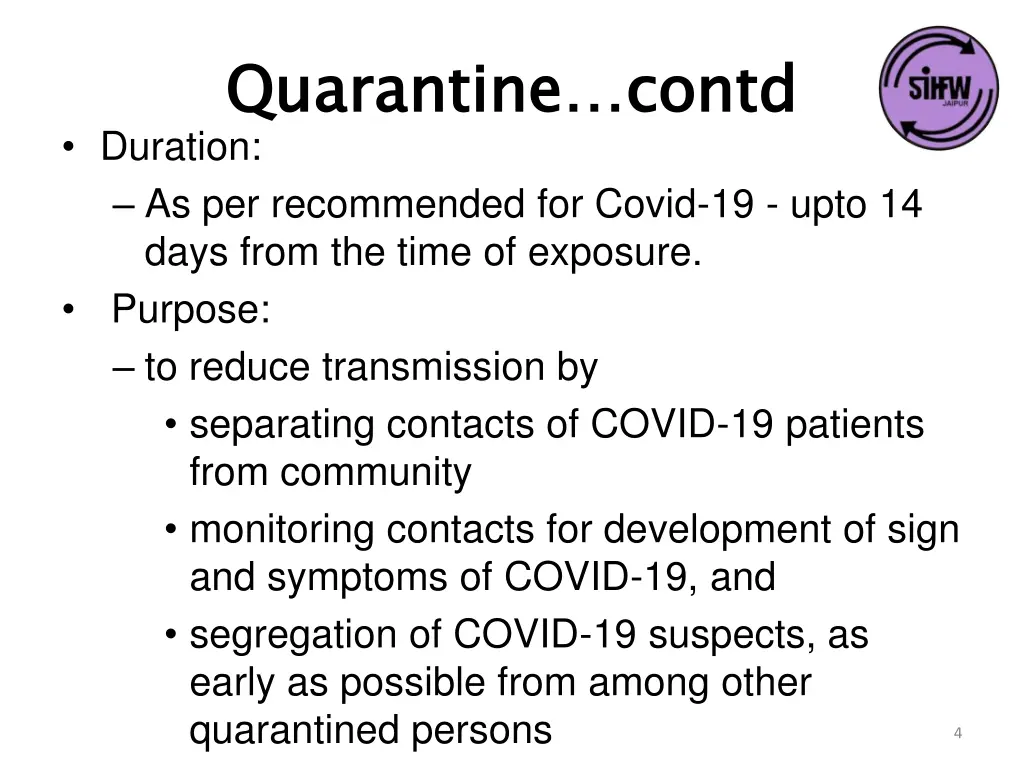 quarantine duration as per recommended for covid