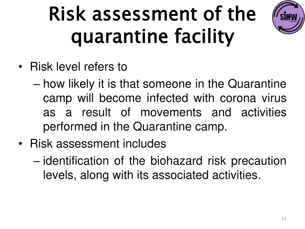 risk assessment of the quarantine