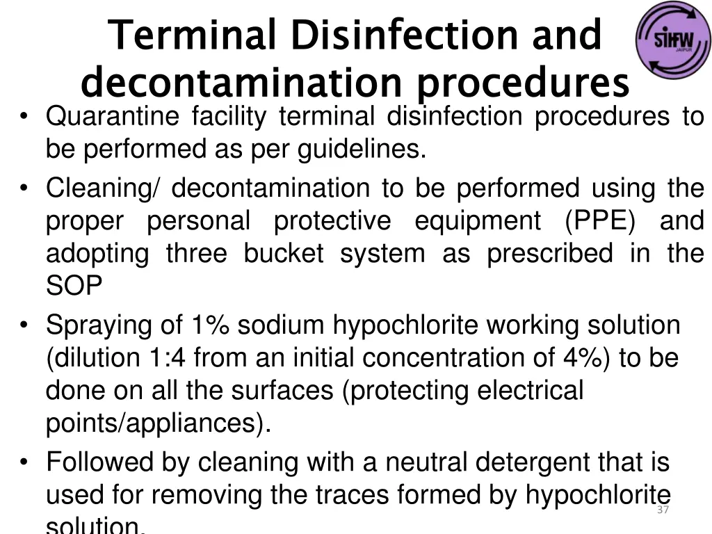 terminal disinfection and decontamination