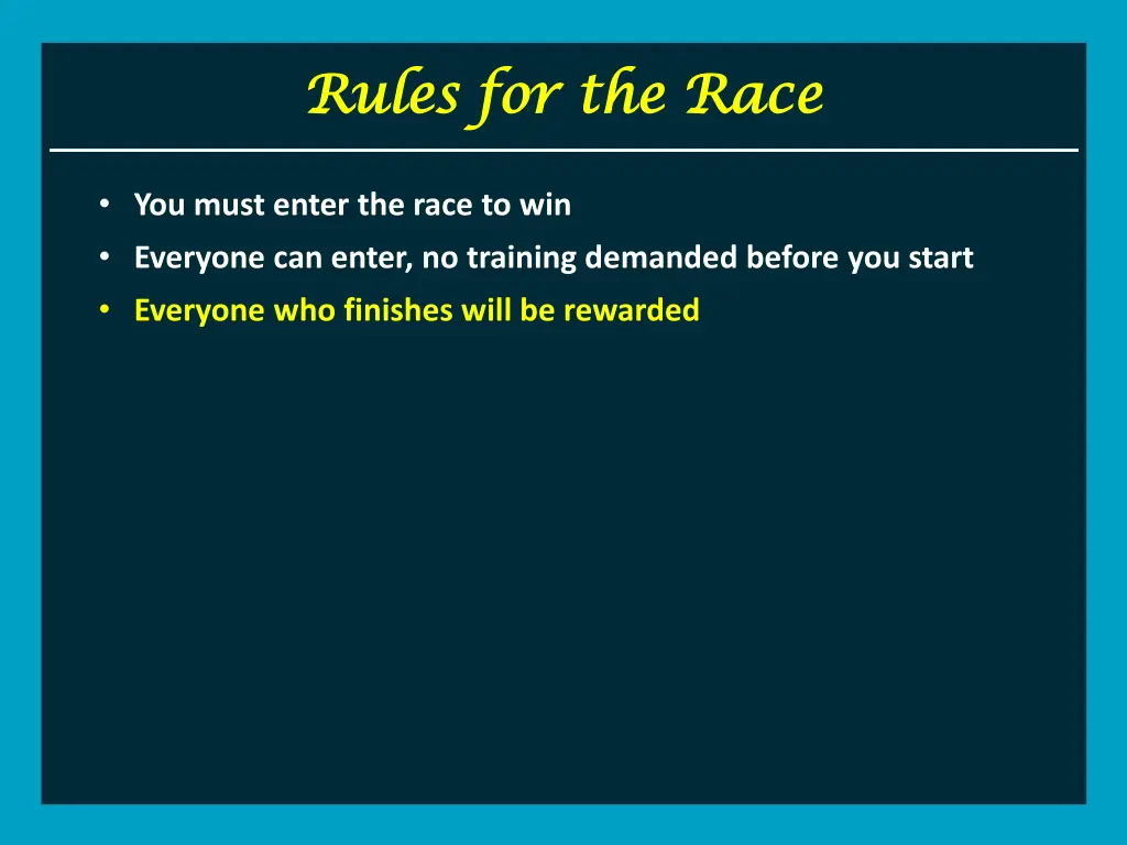 rules for the race rules for the race 3