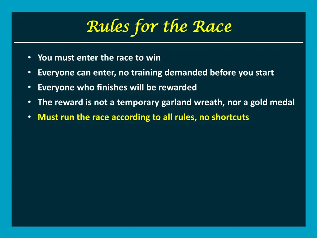 rules for the race rules for the race 5