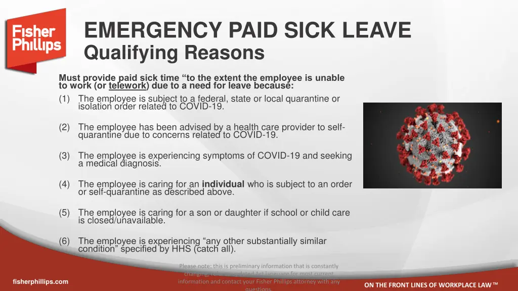 emergency paid sick leave qualifying reasons