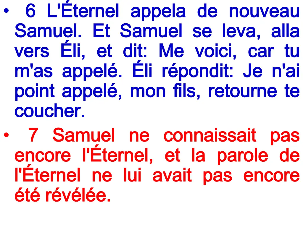 6 6 l ternel l ternel appela samuel samuel