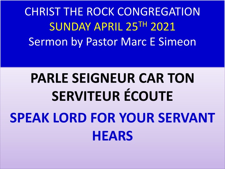 christ the rock congregation sunday april