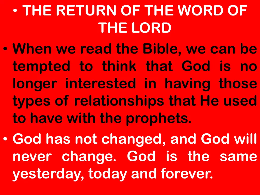 the return of the word of the lord when we read