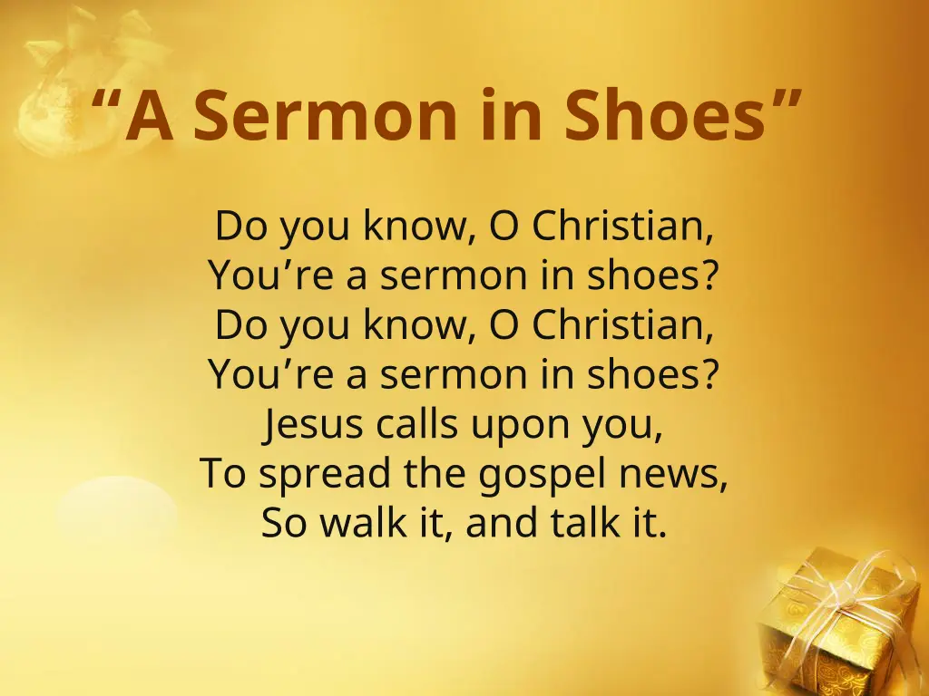 a sermon in shoes