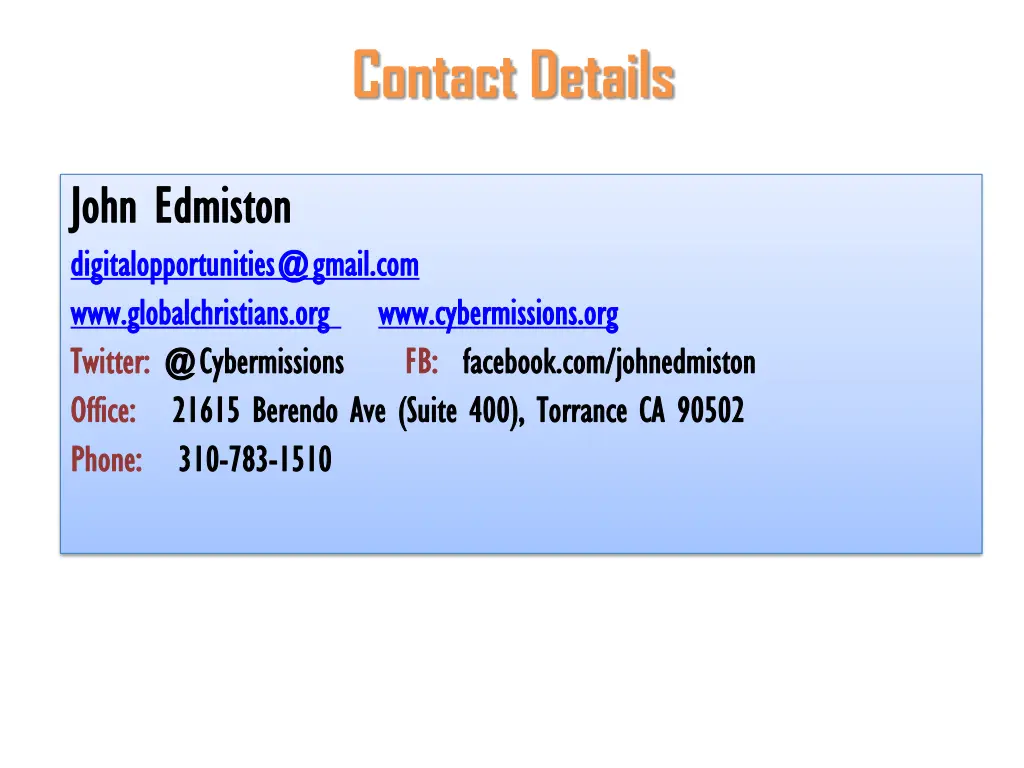 contact details