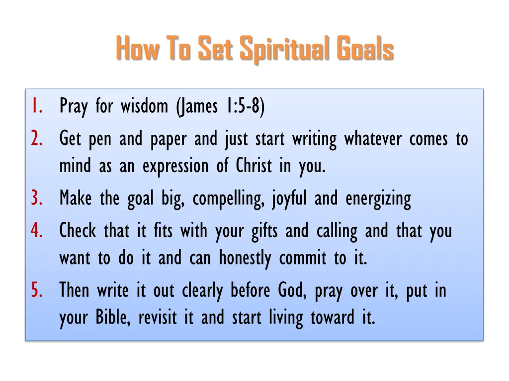 how to set spiritual goals