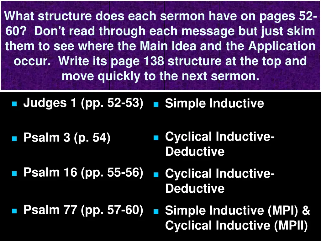 what structure does each sermon have on pages