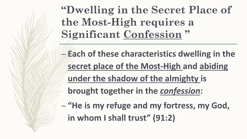 dwelling in the secret place of the most high 1