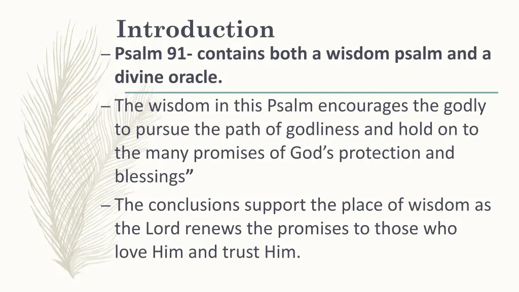 introduction psalm 91 contains both a wisdom