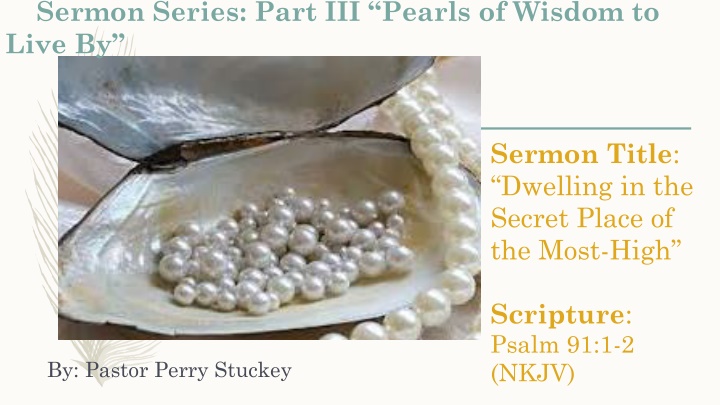 sermon series part iii pearls of wisdom to live by