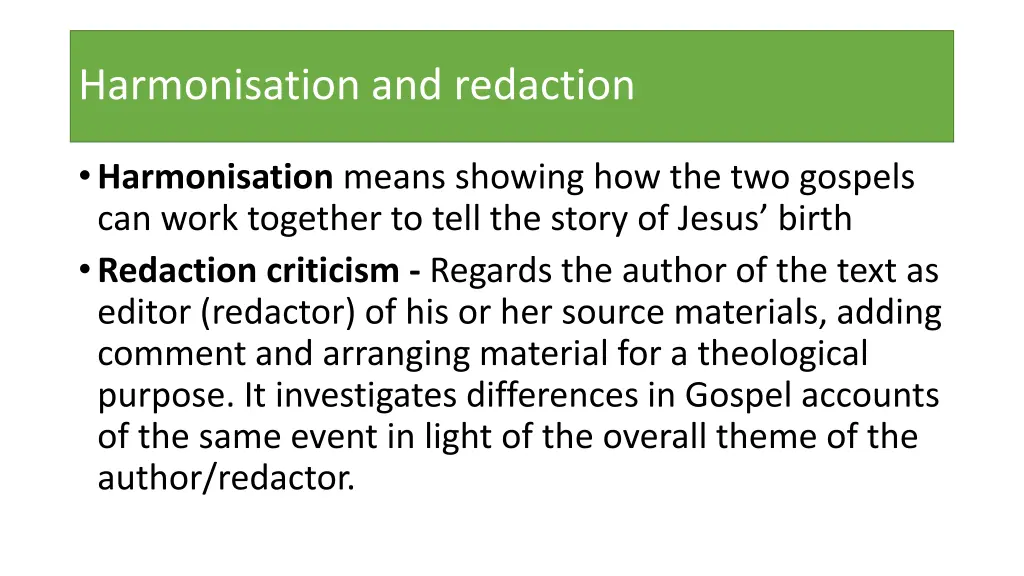 harmonisation and redaction