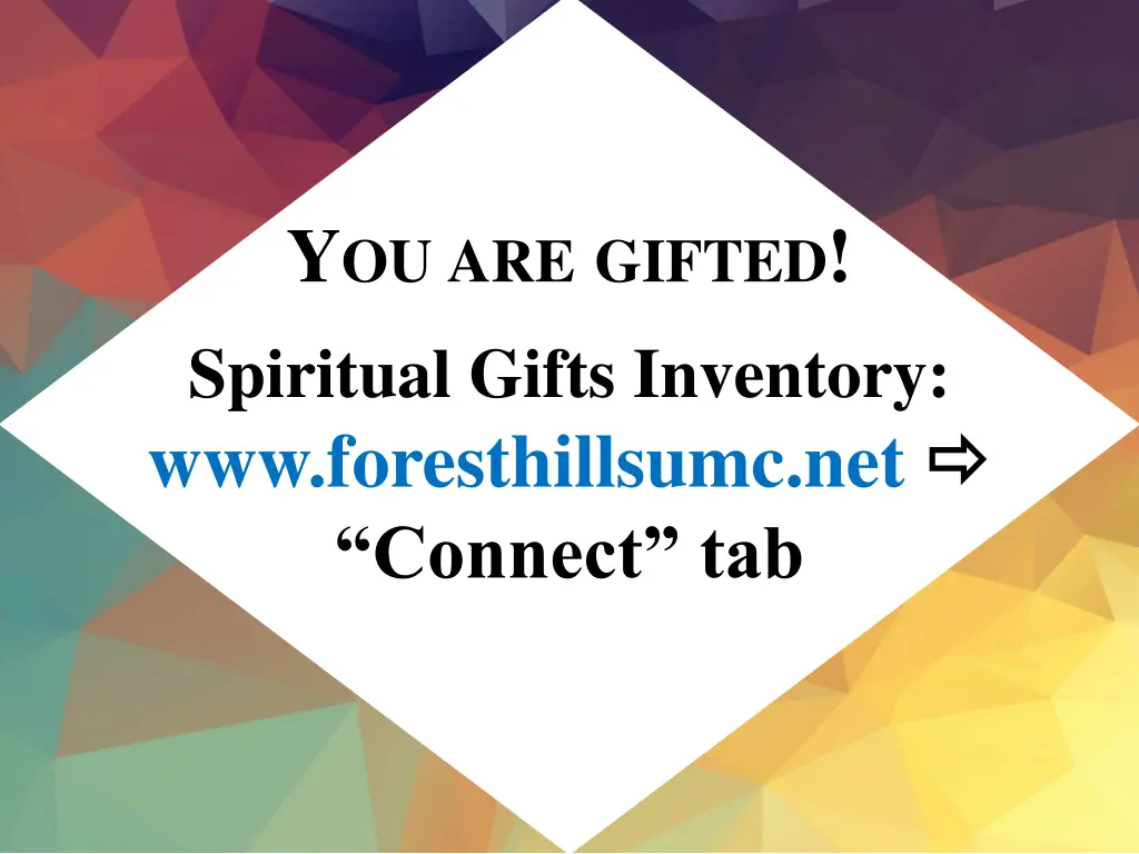 y ou are gifted spiritual gifts inventory